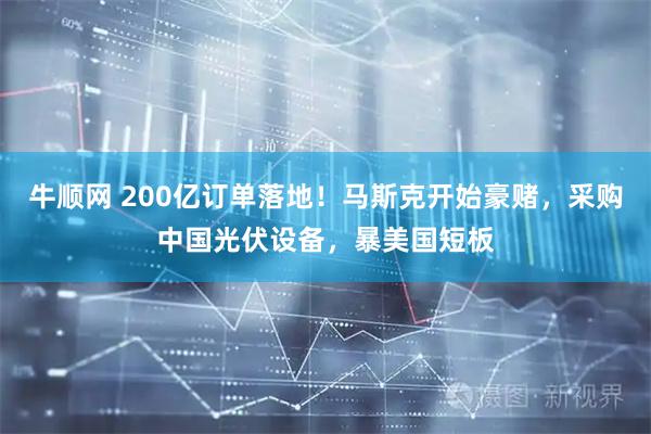 牛顺网 200亿订单落地！马斯克开始豪赌，采购中国光伏设备，暴美国短板